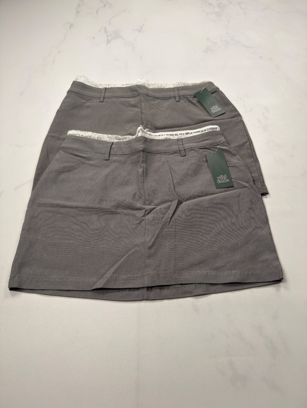 Wild Fable Skirt Gray Casual Mini Elastic Waistband Lot of 2 - Womens M NWT